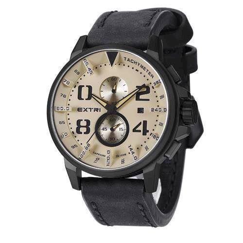 Image of Extreme mat IP sort rustfri stål Miyota OS11 quartz med chronograph Herre ur fra EXTRI, X3003-E